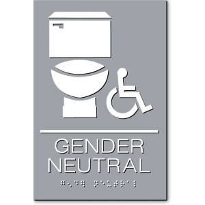 Gender Neutral Restroom Sign-Gray/White 1 Unit 